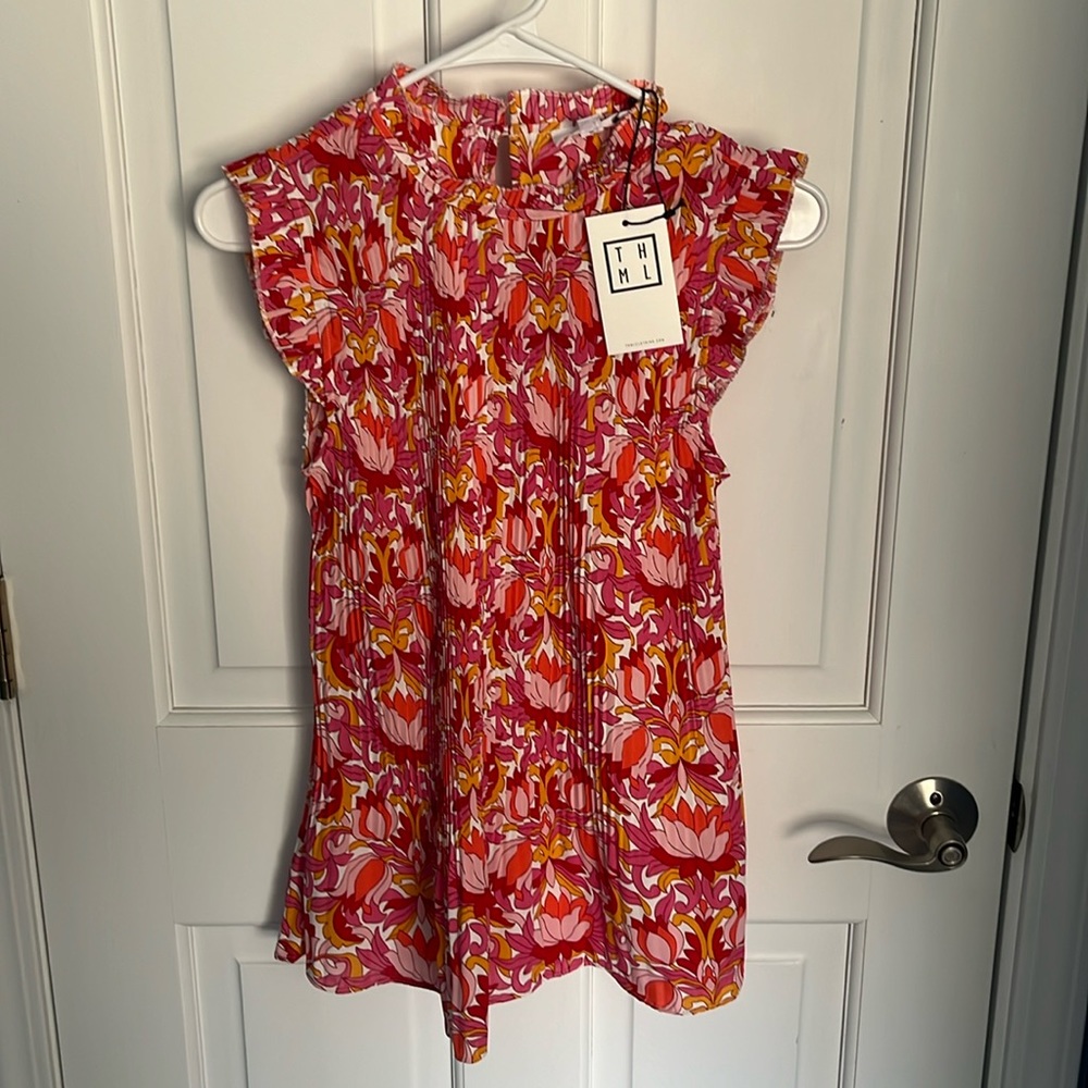 THML Floral Pleated Top